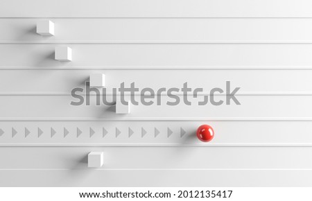 Leadership concept, One leader red sphere leads other boxes. Winning strategy in business, 3d render. Photo stock © 