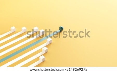 Leadership concept, One leader green sphere leads other white boxes. Winning strategy in business, 3d render. copy space. Foto stock © 