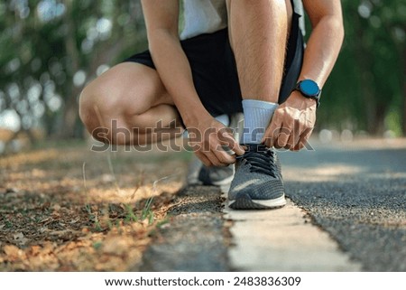 Similar – Image, Stock Photo A man exercising on the rooftop using jumping rope during the lockdown