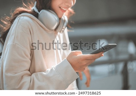 Similar – Image, Stock Photo Woman delighting in views near lake and mountains