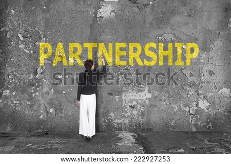 business woman drawing partnership concept