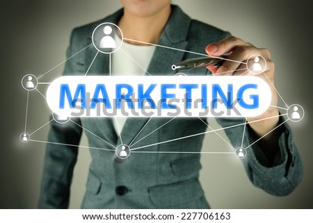 Business hand touching  Marketing words