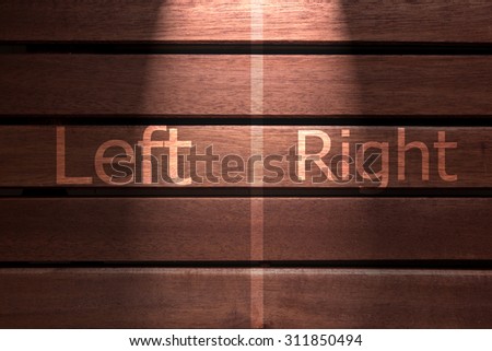 left or right text on wooden