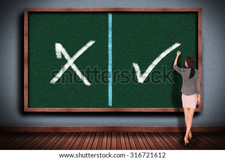 right or wrong on chalkboard