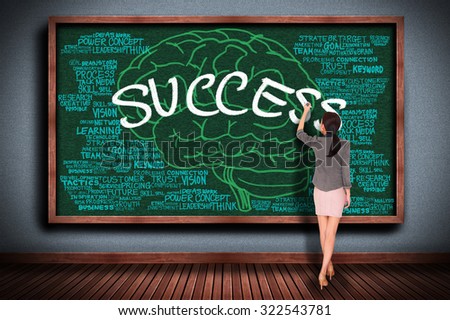 drawing  success with business word on chalkboard