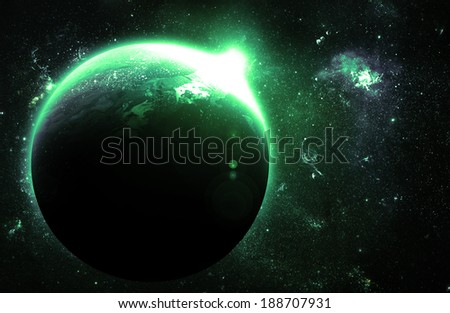 Green Planet at Sunrise - Elements of this Image Furnished By NASA