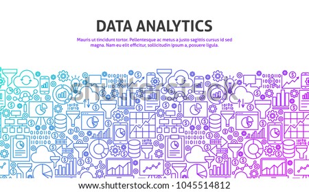 Data Analytics Concept. Vector Illustration of Line Website Design. Banner Template.