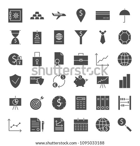 Money Banking Solid Web Icons. Vector Set of Glyphs.