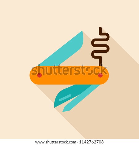 Knife Instrument Object Icon. Flat Design Vector Illustration with Long Shadow.