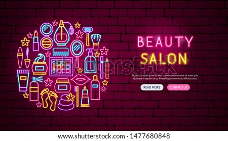 Beauty Salon Neon Banner Design. Vector Illustration of Cosmetics Promotion.