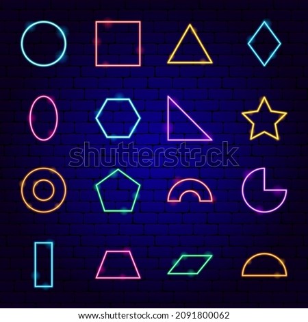 Geometric Figures Neon Icons. Vector Illustration of Geometry Promotion.