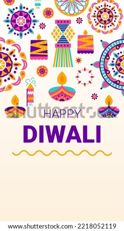 Happy Diwali Flyer. Vector Illustration of Indian Holiday Celebration.