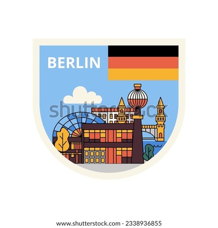 Label Berlin Flat Line Concept. Vector Illustration of University Germany Country Architecture.
