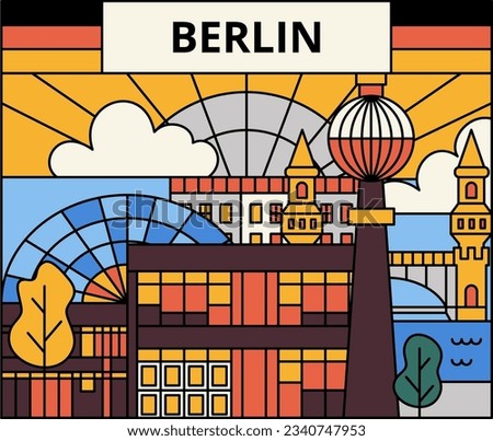 Berlin Flat Line Concept. Vector Illustration of University Germany Country Architecture.