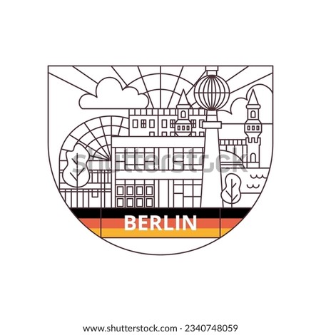 Berlin Line Label. Vector Illustration of University Germany Country Architecture.