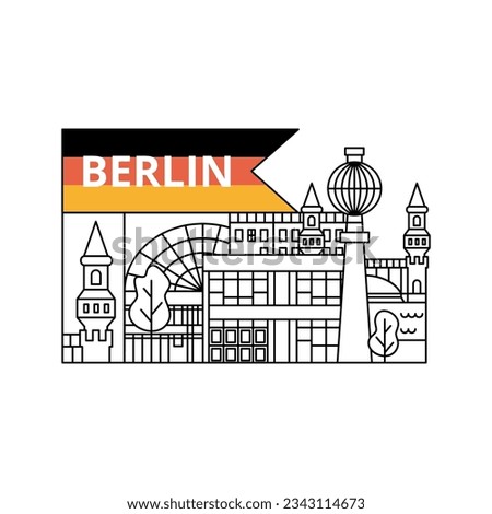Berlin Line Concept. Vector Illustration of University Germany Country Architecture.
