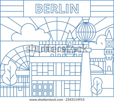 Berlin Outline Concept. Vector Illustration of University Germany Country Architecture.
