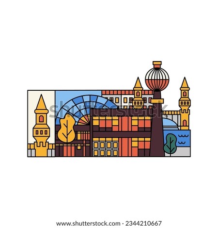 Berlin Buildings Flat Line Concept. Vector Illustration of University Germany Country Architecture.
