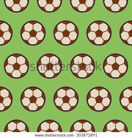 Flat Vector Seamless Sport and Recreation Pattern Football Soccer. Flat Style Seamless Texture Background. Sports and Playing Game Template. Healthy Lifestyle. Ball