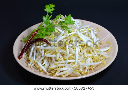 Sprouts, bean sprouts in a dish ready to cooking delicious.