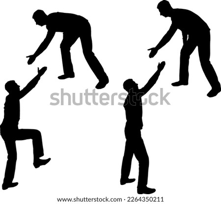 Silhouette of a man extending a helping hand to his partner. Business Concept. Vector Silhouette