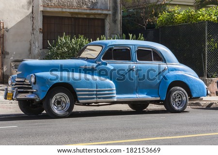 HAVANA, CUBA - DECEMBER 7, 2011: There are still lots of old American cars in Havana.