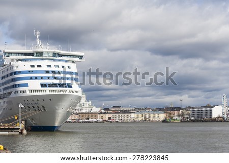 HELSINKI, FINLAND - MAY 9, 2015: Ferry from Sweden to Finland in the harbor of Helsinki