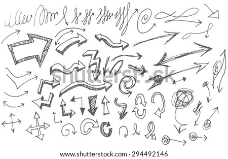 Vector Hand Drawn Arrows Set Isolated On White - 294492146 : Shutterstock