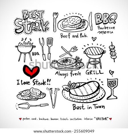 Hand drawn restaurant poster - vector 