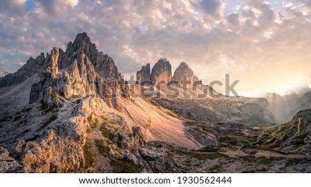 Image, Stock Photo Sunrise at the Auronzo hut