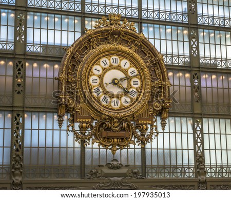 Paris - August 30: Clock inside Orsay Museum in Paris on August 30, 2013 in Paris, France