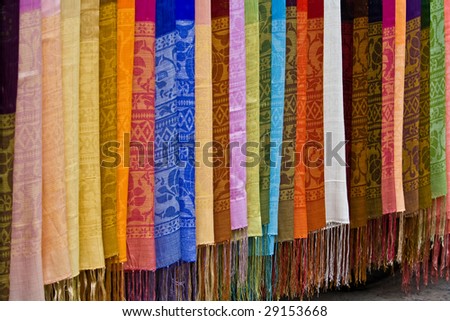Colorful Asian silk for sale in a street market