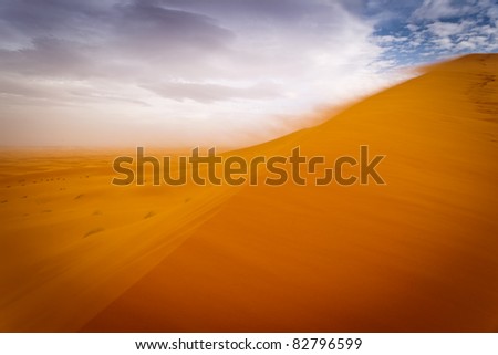 Sahara, Morocco: Wind storm on sand dunes of the Sahara Desert, Morocco