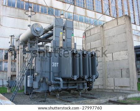 High voltage electric converter equipment at a power plant