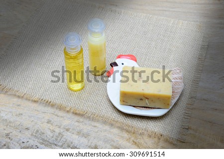 Herbal Soap And small bottle of liquid Conditioner (Still Life Style)