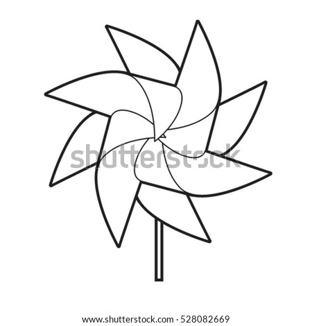 pinwheel in black outline-vector drawing