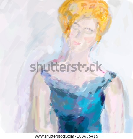 Abstract woman painting pastel colored