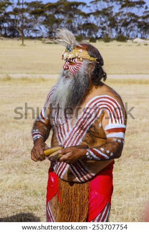 ADELEIDE, AUSTRALIA - APRIL 18, 08: unidentified aborigines actor at a performance for special events on April 18, 2008 Adeleide, Australia