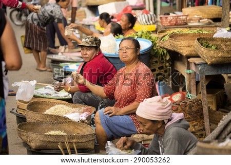 PENIDA ISLAND, INDONESIA - JUNE 24.2015:  Unidentified women at the market, village Toyopakeh, Nusa Penida June 24. 2015 Indonesia