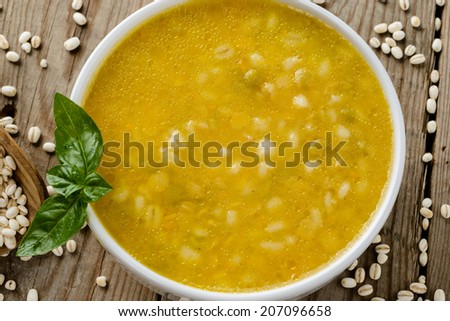 Barley soup, close-up