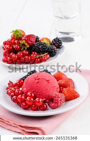 Ice cream with soft fruit