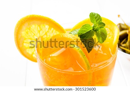 Orange drink, closeup