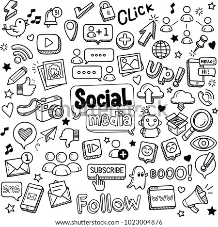 Social media vector doodles.