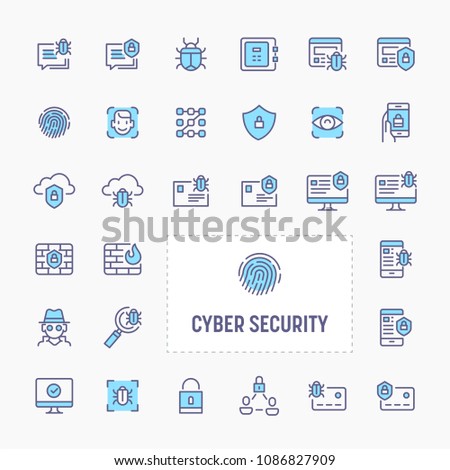 Cyber and digital security - thin line website, application & presentation icon. simple and minimal vector icon and illustration collection.