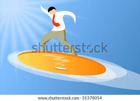 Businessman  Surfing on Compact Disk
