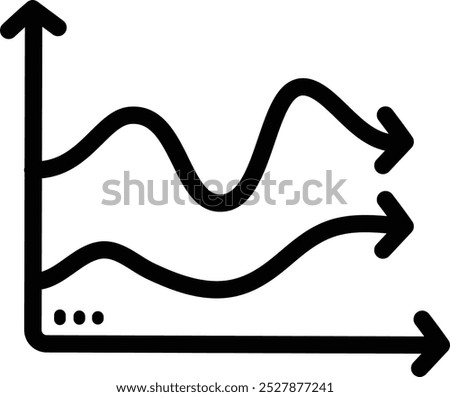 Spline chart doodle vector icon and illustration