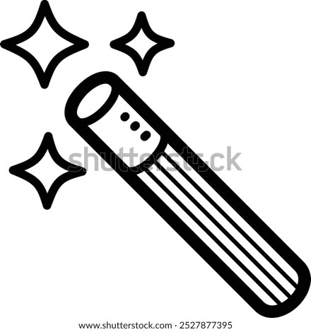 Magic wand tool doodle vector icon and illustration