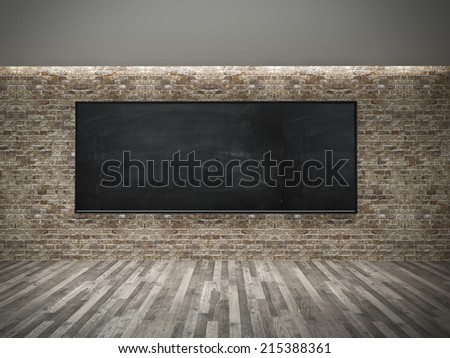 blackboard on wall Brick mortar background