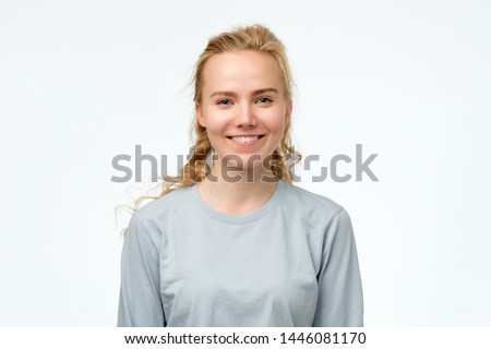 Similar – Image, Stock Photo Headshot of lovely European lady