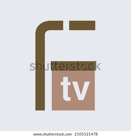 F letter concept logo for TV. Ftv letter mark iconic logo vector illustration.
